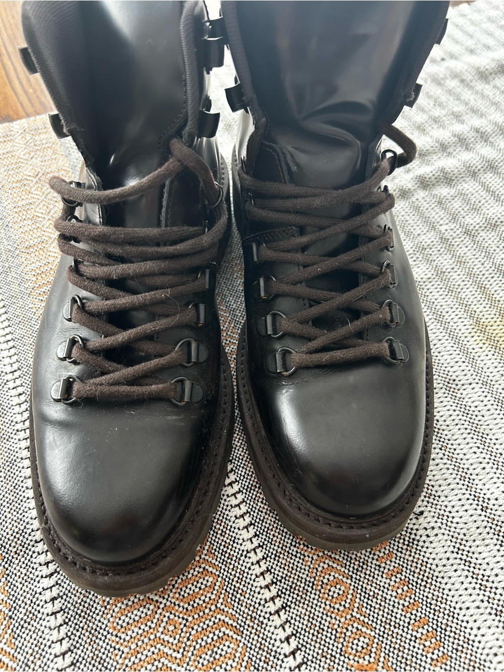 Woman by Common Projects brown Leather Lug-Sole Hiking Boot with Gold Foil Numbe - Picture 2 of 5